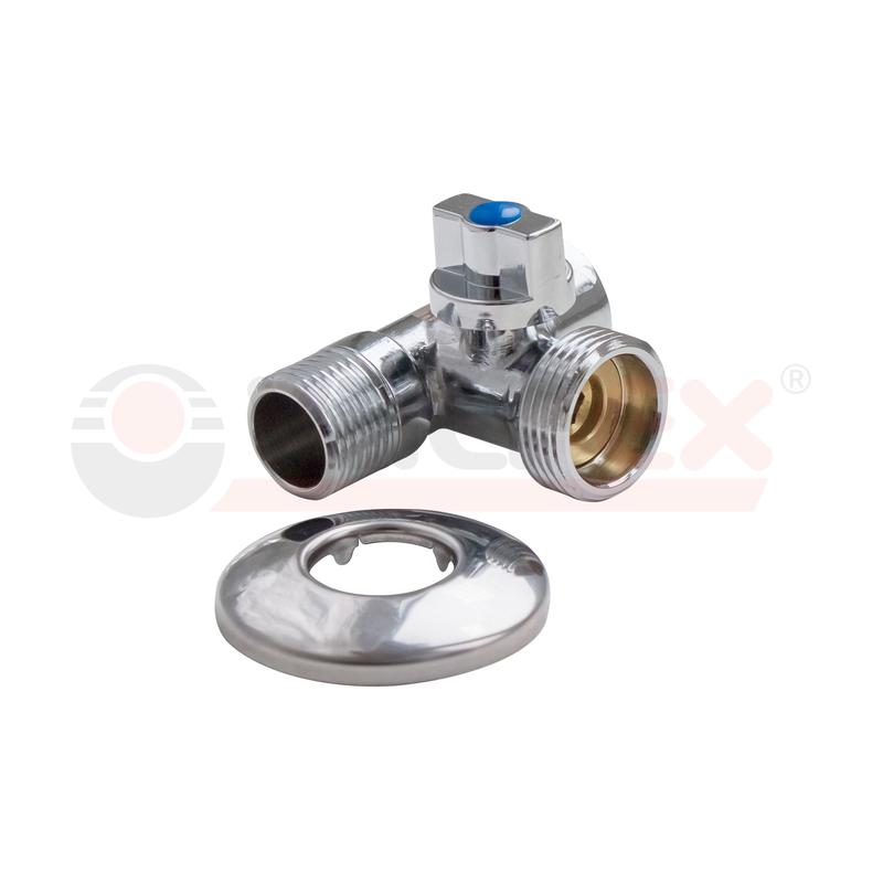 Кран шаровой для подключения с/т приборов 1/2дюймх3/4дюймх1/2дюйм (90) К VALFEX VF.256.N.04