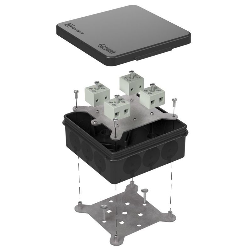 Коробка огнестойкая ОП двухкомпонентн. 60-0303-9005-FR6.0-8 Е15-Е120 100х100х40 Промрукав 60-0303-9005-FR6.0-8