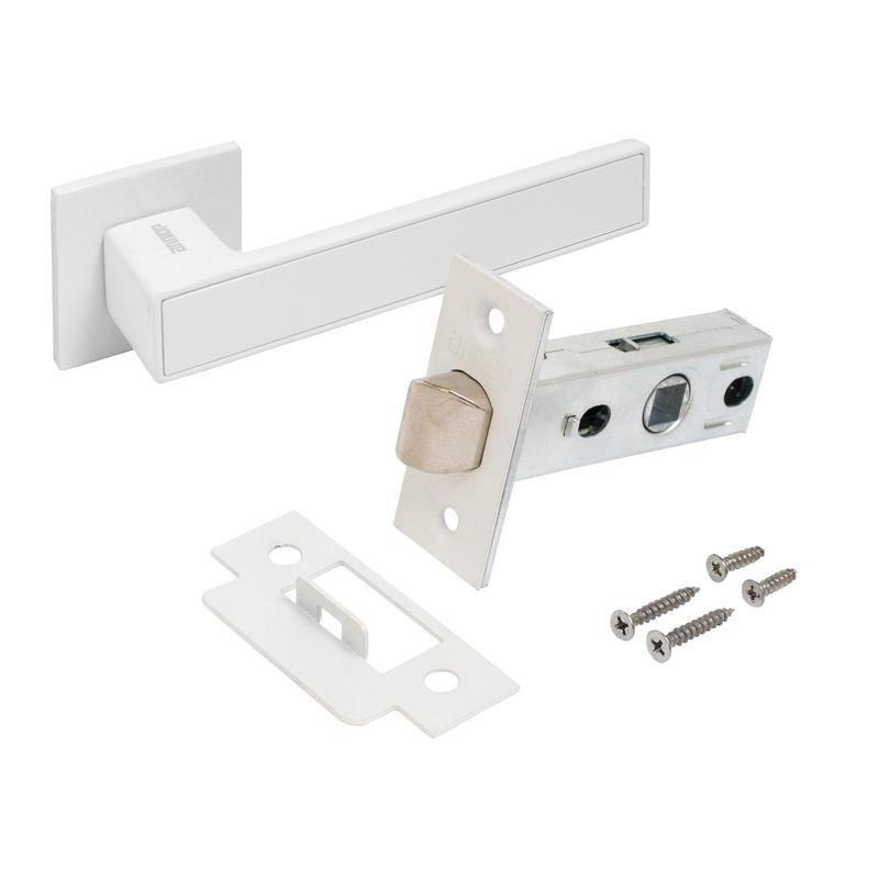 Комплект ручка и защелка АРТ "ЛАНА" W/W+L45-8 W (86110/S45) матов. бел. Аллюр 15 715