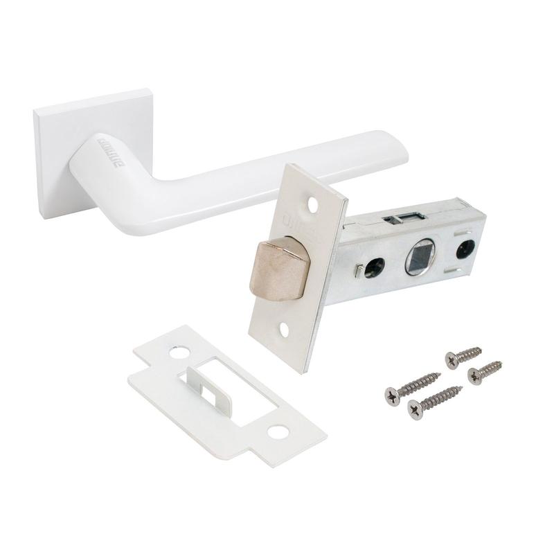 Комплект ручка и защелка АРТ "ТИНА" W+L45-8 W (88110/S45) матов. бел. Аллюр 15 721