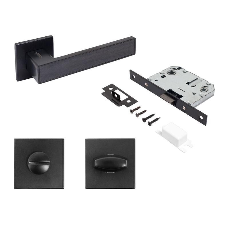 Комплект ручка и защ с фикс АРТ "ЛАНА" BL/BL +L7050S BL+BK-S2 BL(86150/S7050) матов. черн. Аллюр 15 710