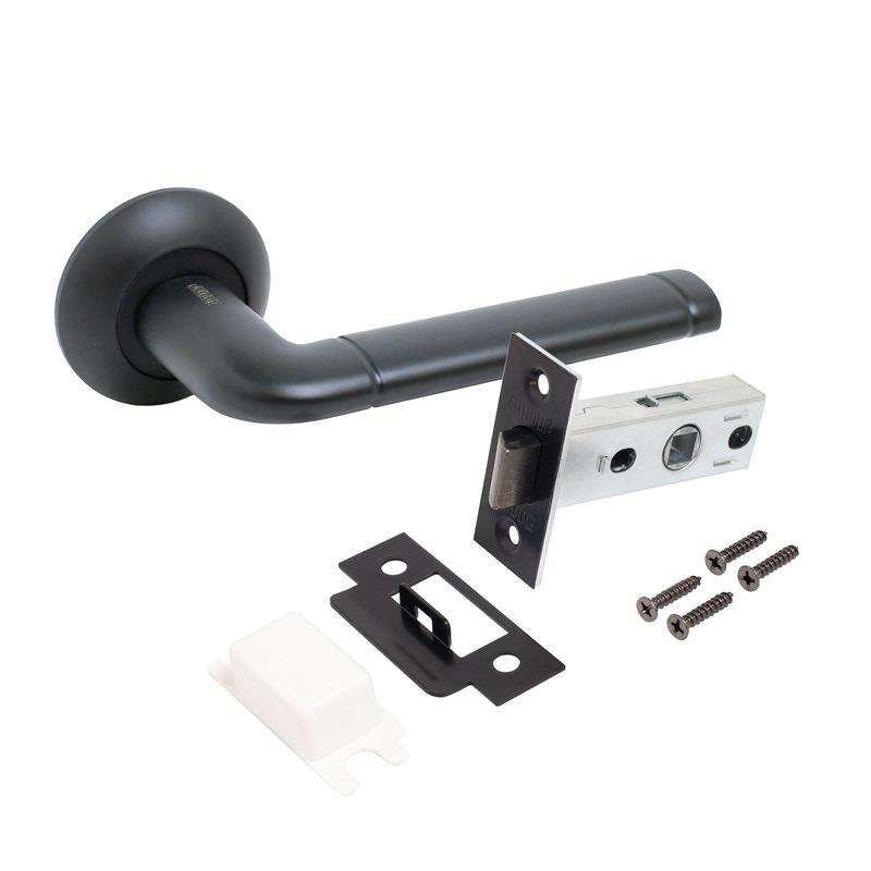 Комплект ручка и защелка АРТ "ПОЛО" BL+L45-8 BL (15150/S45) матов. черн. Аллюр 14 669