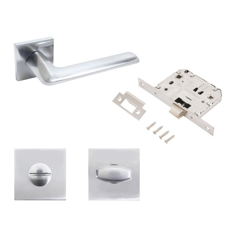 Комплект ручка и защ с фикс АРТ "ТИНА" SC+L7050S SC+BK-S2 SC (8890/S7050) матов. хром Аллюр 15 720