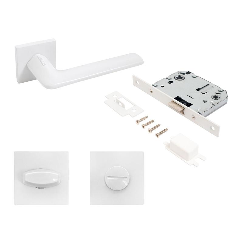 Комплект ручка и защ с фикс АРТ "ТИНА" W+L7050S W+BK-S2 W (88110/S7050) матов. бел. Аллюр 15 722