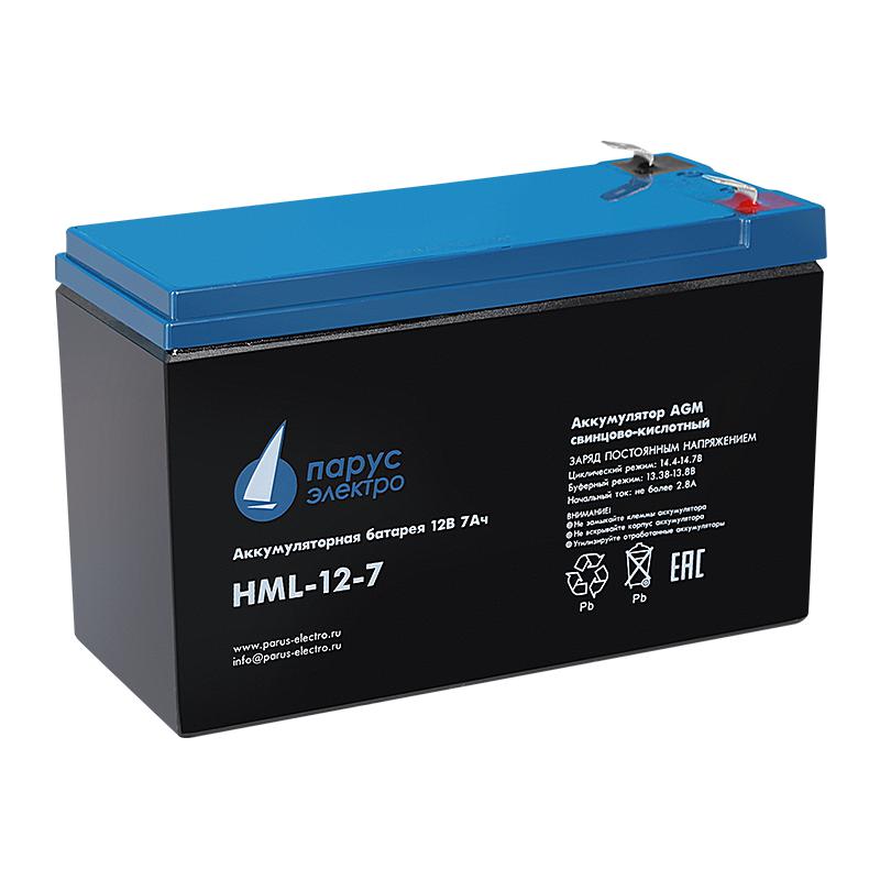 Батарея аккумуляторная HML-12-7 свинцово-кислотная 12В/7А.ч ПарусЭлектро HML-12-7