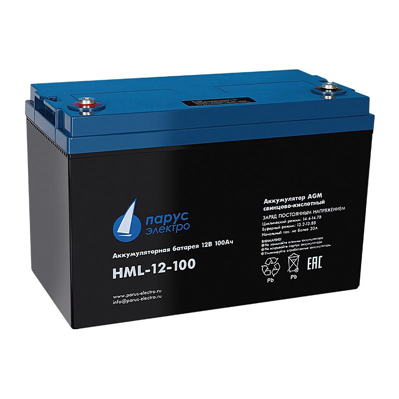 Батарея аккумуляторная HML-12-100 свинцово-кислотная 12В/100А.ч ПарусЭлектро HML-12-100