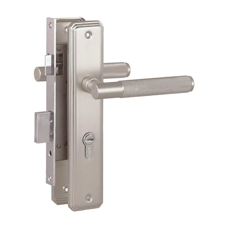 Замок врезной с ручкой ЗВ4-1.70.02.08 ФЕРОНА 5 перфорир. ключей матов. никель Булат 15 407