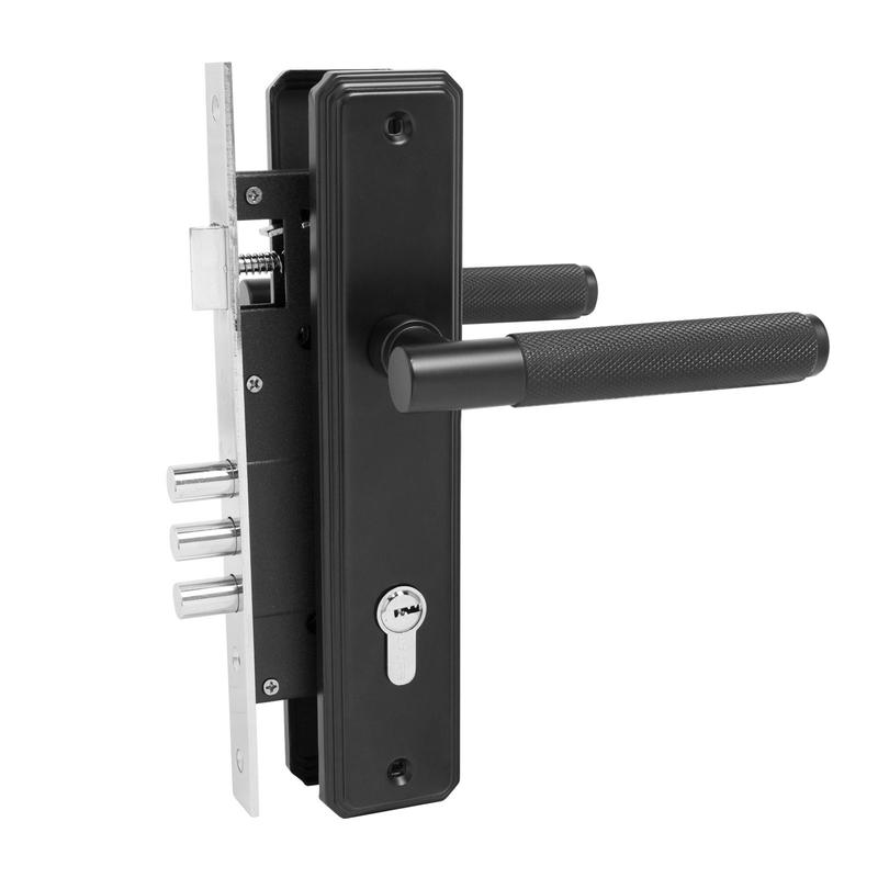 Замок врезной с ручкой ЗВ4-3.02.02 ФЕРОНА 5 перфорир. ключей черн. Булат 15 001