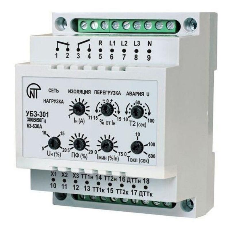 Блок защиты УБЗ-301 63-630А380В ном.ток двигателя-63-630А (трансформаторы тока (Т/Т) в компл.) d диф.трансформатора 120мм НовАтек-Электро 3425663301-120