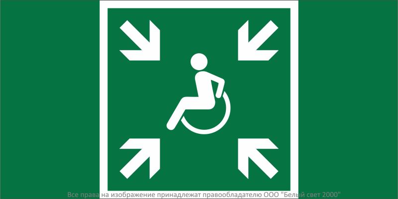 Знак безопасности NPU-2010.E65 "Пункт (место) сбора МГН (безопасная зона МГН)" Белый Свет a28570