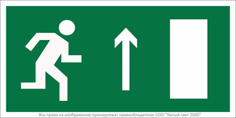 Знак безопасности NPU-2010.E11 "Напр. к эвакуационному выходу прямо (прав.)" Белый Свет a18028