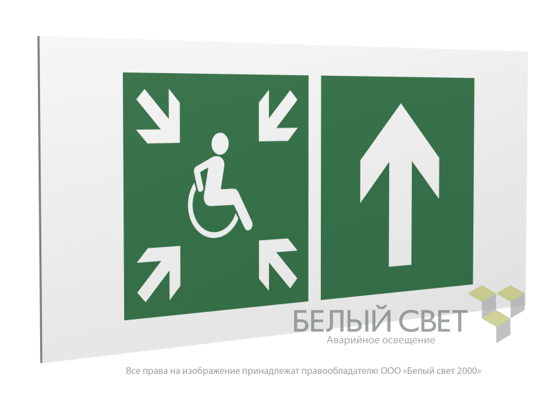 Знак безопасности PS-36164.E77 "Напр.движ. к пункту сбора(безоп.зоне)МГН прямо" Белый Свет a28723