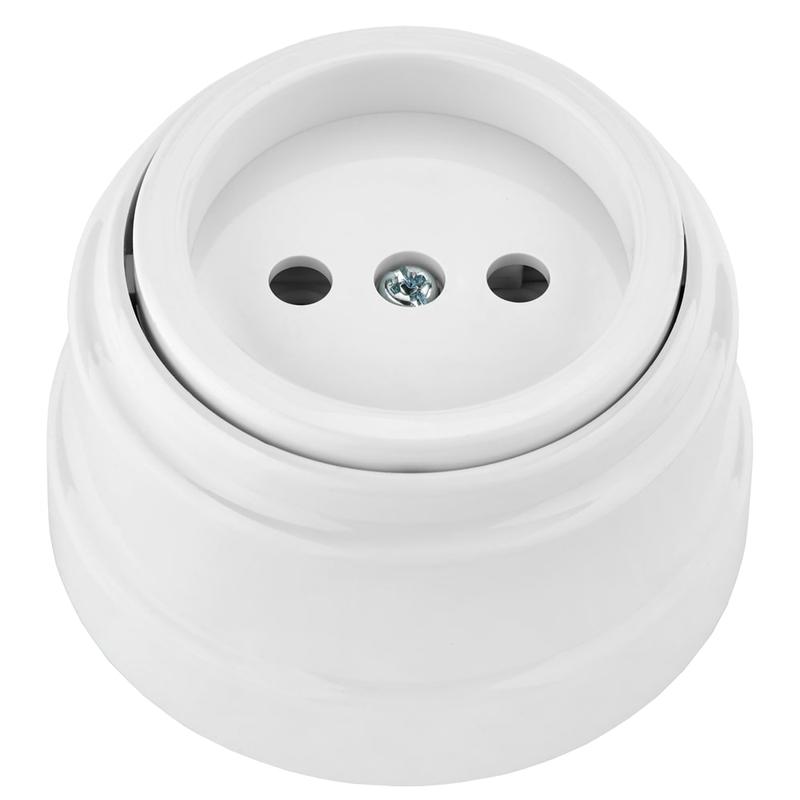 Розетка 1-м ОП РЕТРО 16А без заземл. бел. Bylectrica РА16-0201