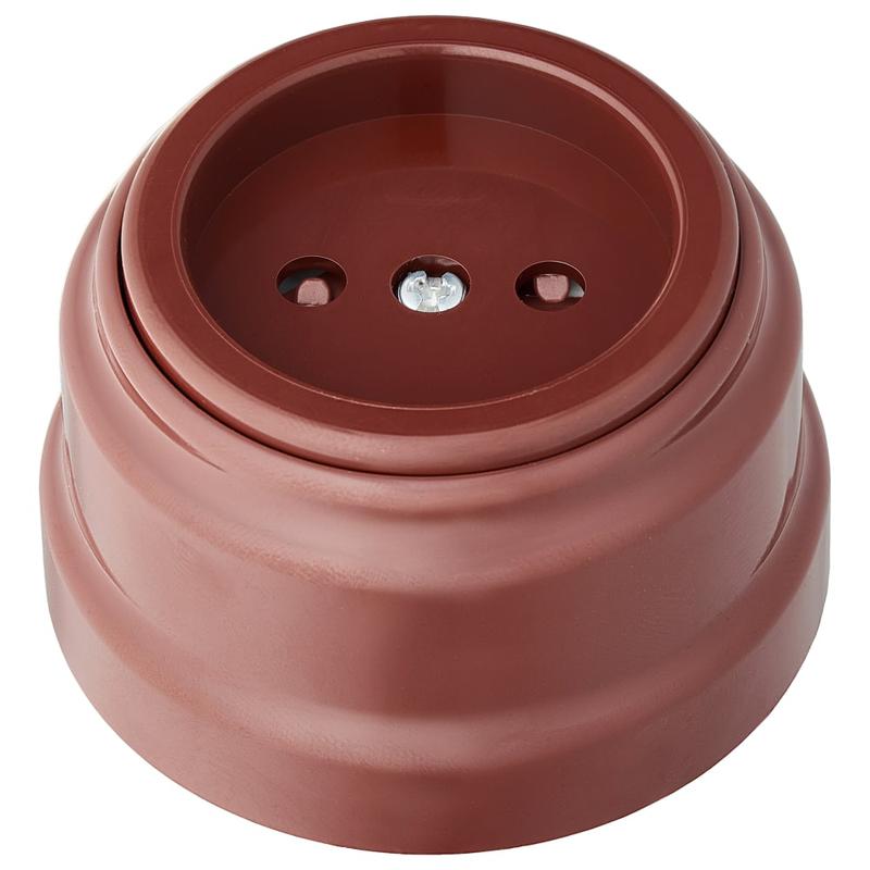 Розетка 1-м ОП РЕТРО 16А без заземл. со шторками Bylectrica РА16-0205 коричневый