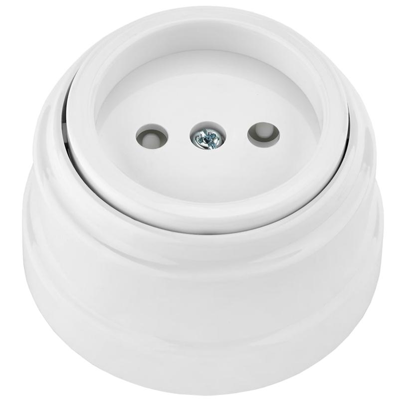 Розетка 1-м ОП РЕТРО 16А без заземл. со шторками бел. Bylectrica РА16-0205