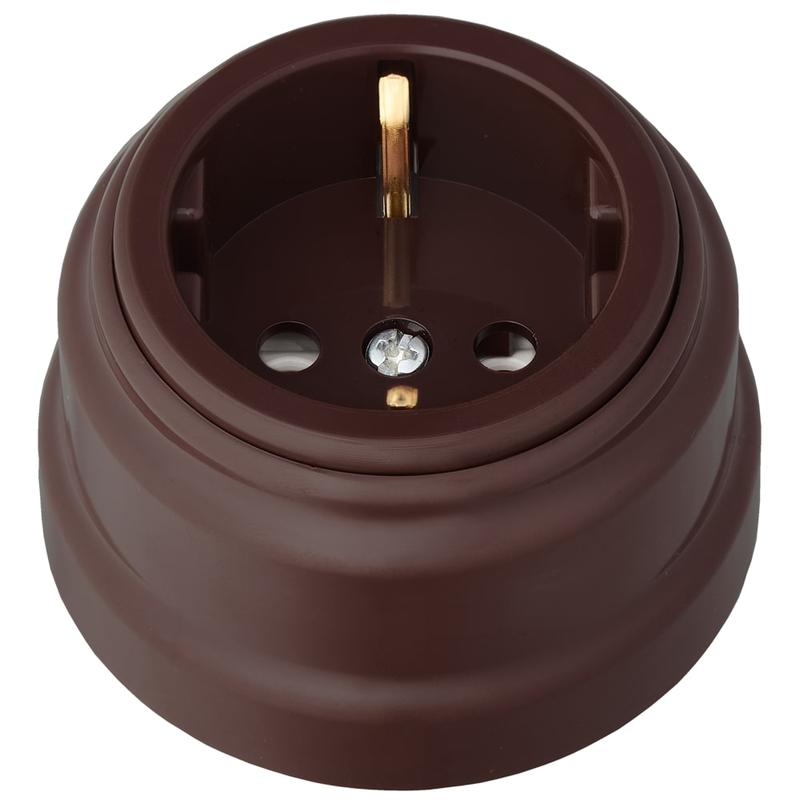 Розетка 1-м ОП РЕТРО 16А с заземл. Bylectrica РА16-0202 шоколад