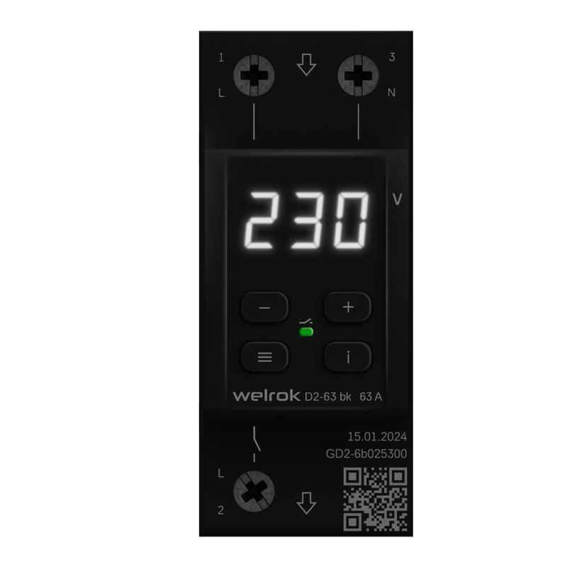 Реле напряжения D2-63 bk Welrok 4660251140649