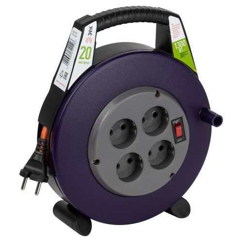 Удлинитель в закрыт. корпусе 4х20м без заземл. 6А с выкл. BPx-4-2x0.75-20m ПВС 2x0.75 Эра Б0052924