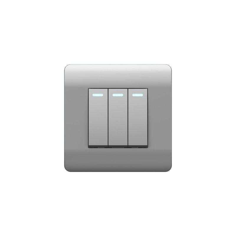 Переключатель 3-кл. NEW3-E 10А с подсветкой серебр. CHINT 431513