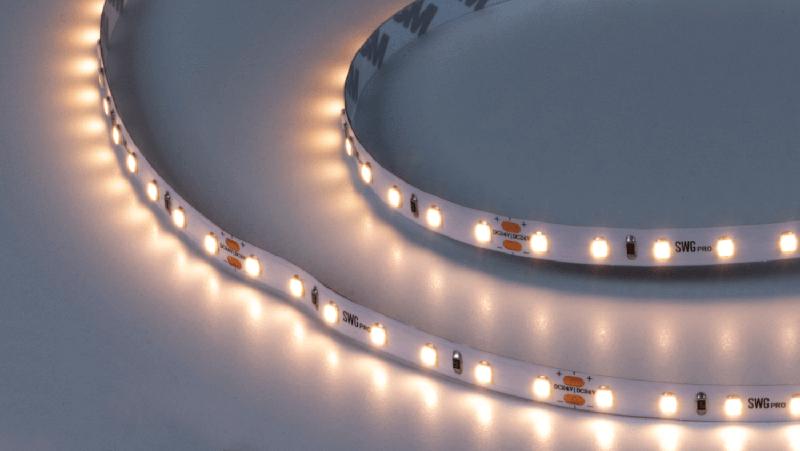 Лента светодиодная ПРО 2835 84LED/м 8.6Вт/м тепл. бел. 24В IP20 (уп.5м) SWG PRO 00-00005850