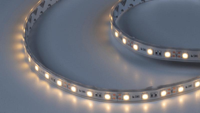 Лента светодиодная стандарт 5050 60LED/м 14.4Вт/м тепл. бел. 12В IP66 со скотчем 3М (уп.5м) SWG Standard 00-00014783
