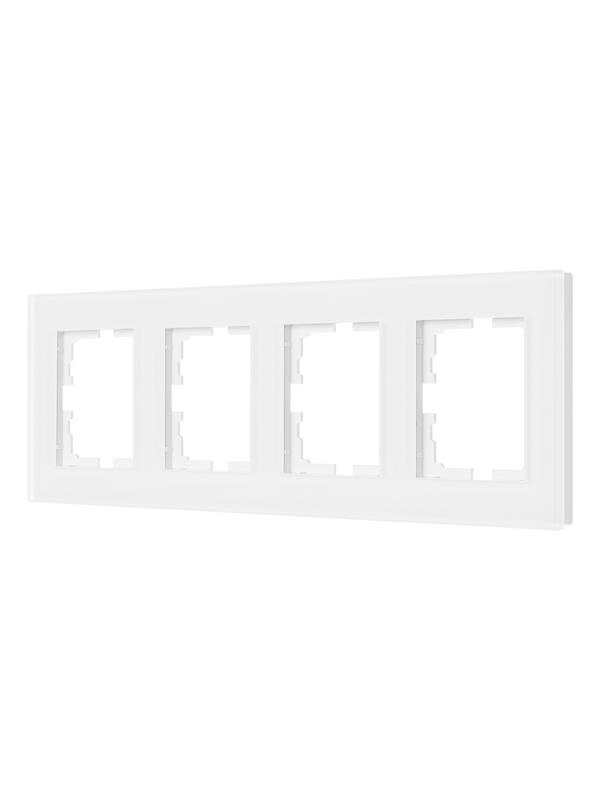 Рамка 4-местн. гориз. VESNA стекло белый матов. LEZARD 742-5380-149