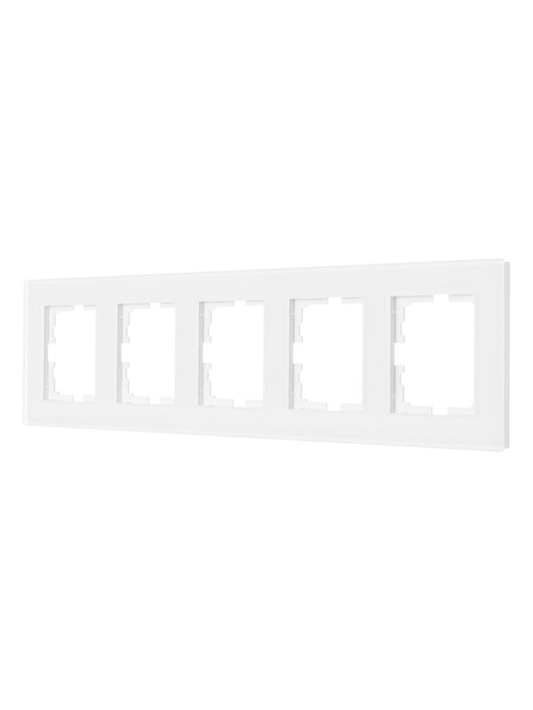 Рамка 5-местн. гориз. VESNA стекло бел. матов. LEZARD 742-5380-150
