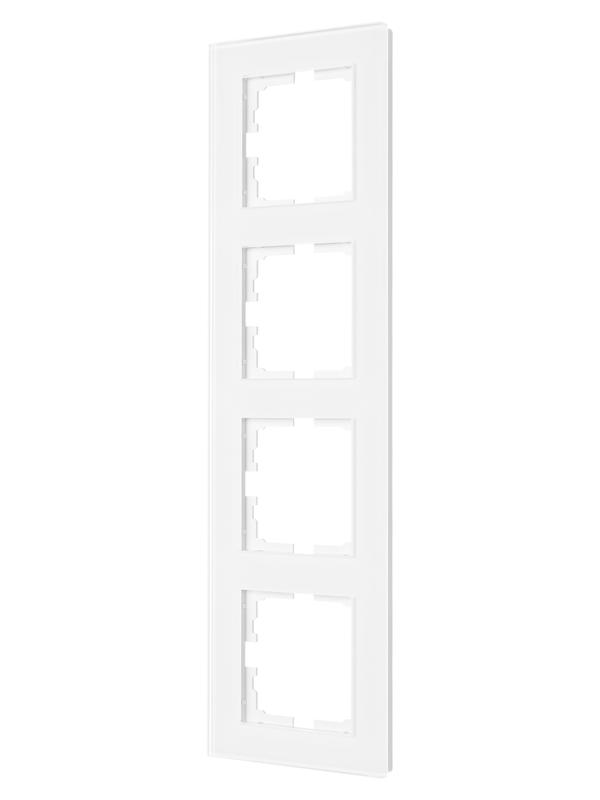 Рамка 4-местн. вертик. VESNA стекло бел. LEZARD 742-5480-154