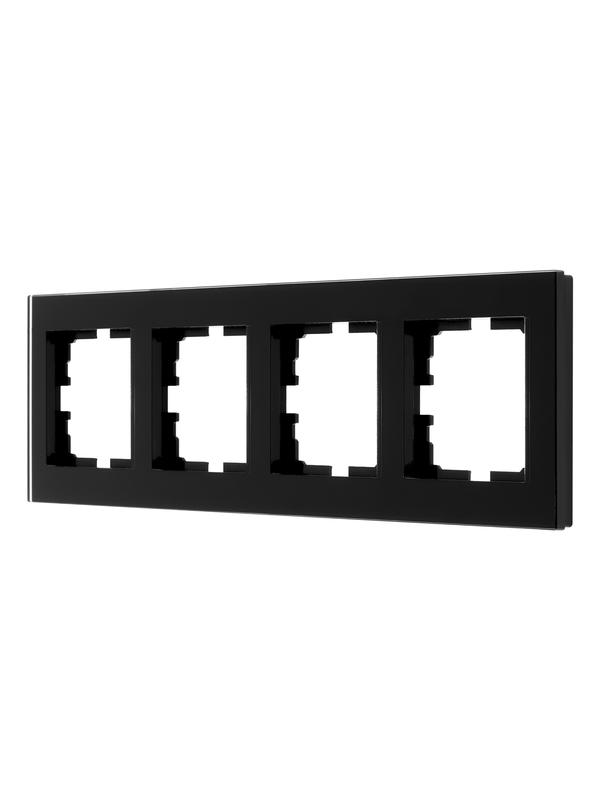Рамка 4-местн. гориз. VESNA стекло черн. LEZARD 742-5880-149