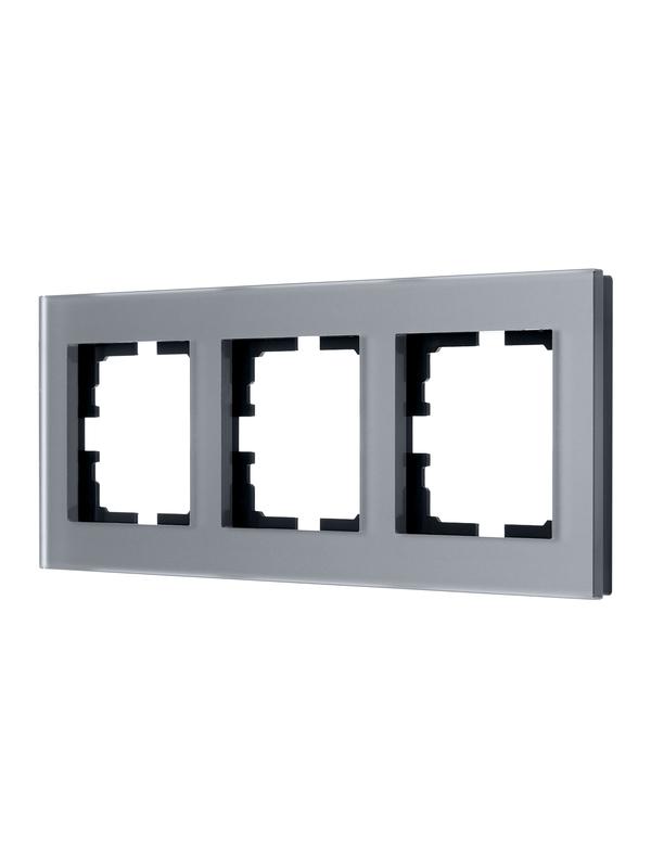 Рамка 3-местн. гориз. VESNA стекло асфальт матов. LEZARD 742-M6980-148