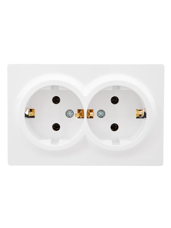 Розетка 2-м ОП LETO с заземл. закрытый корпус ПБТ бел. LEZARD 752-0200-127B