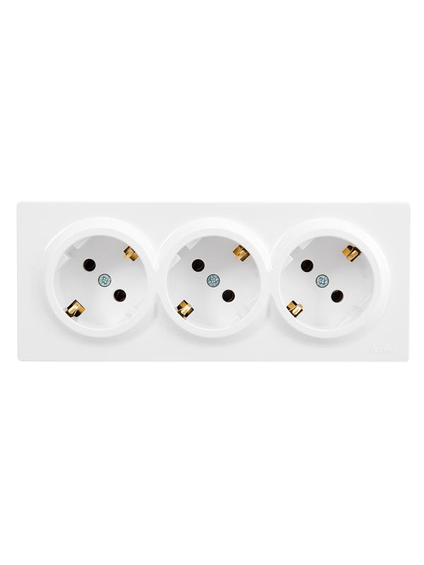 Розетка 3-м ОП LETO с заземл. закрытый корпус ПБТ бел. LEZARD 752-0200-127BUP