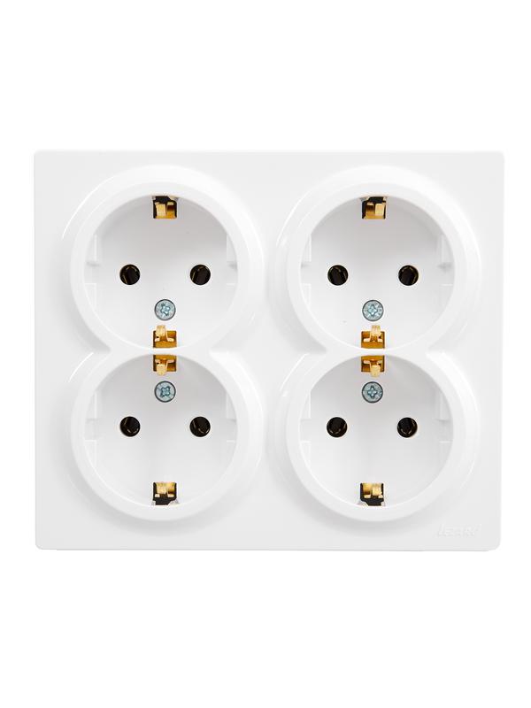 Розетка 4-м ОП LETO с заземл. закрытый корпус ПБТ бел. LEZARD 752-0200-127BDP