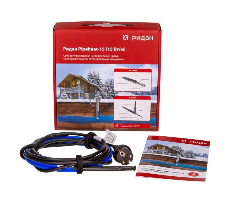Кабель нагревательный саморег. Pipeheat-15 285Вт 19м с вилкой Ридан 21RT0808R