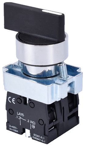 Переключатель LAY5-BJ33 2НО на 3 положения с фиксацией I-O-II длинная рукоятка d22мм хром Электротехник ET012096