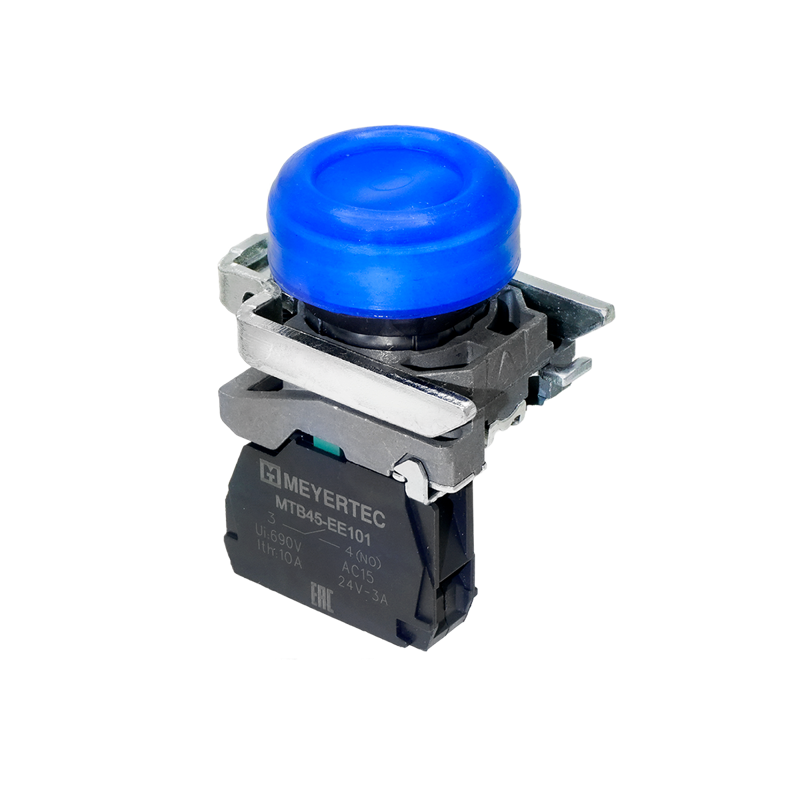 Кнопка в кожухе 1NO IP66 металл MTB4-BP61 син. ОВЕН 137193