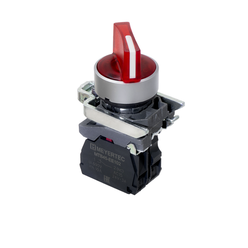 Переключатель на 3 положения с фиксацией и подсветкой 1NС 220В AC/DC IP65 металл MTB4-BK34723 красн. ОВЕН 137181