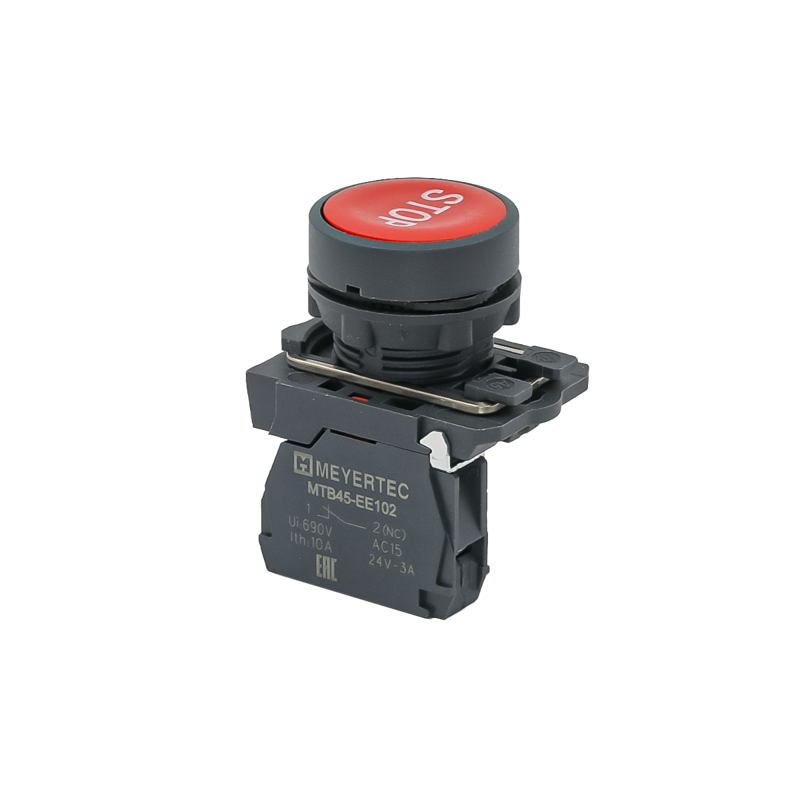 Кнопка плоская маркировка "STOP" 1NС IP65 пластик MTB5-AA41622 красн. ОВЕН 137243