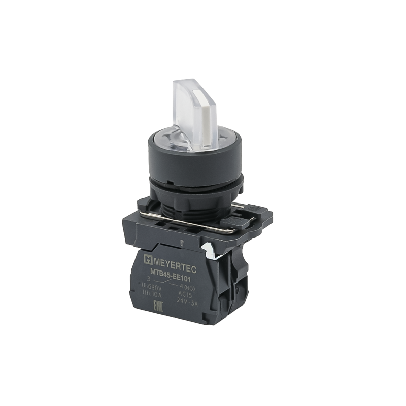 Переключатель на 3 положения с фиксацией и подсветкой 1NO 220В AC/DC IP65 пластик MTB5-AK31713 бел. ОВЕН 137288