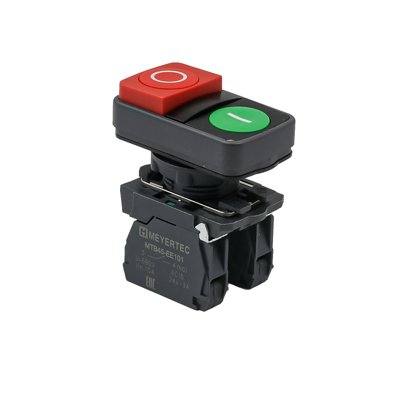 Кнопка двойная выступающая маркировка "I+O" 1NO+1NC IP65 пластик MTB5-AL8425 красн./зел. ОВЕН 137263