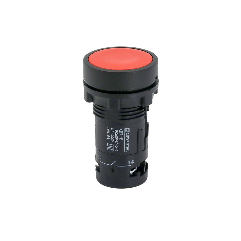 Кнопка плоская с фиксацией 1NO+1NC IP54 пластик MTB7-EH45 красн. ОВЕН 132695