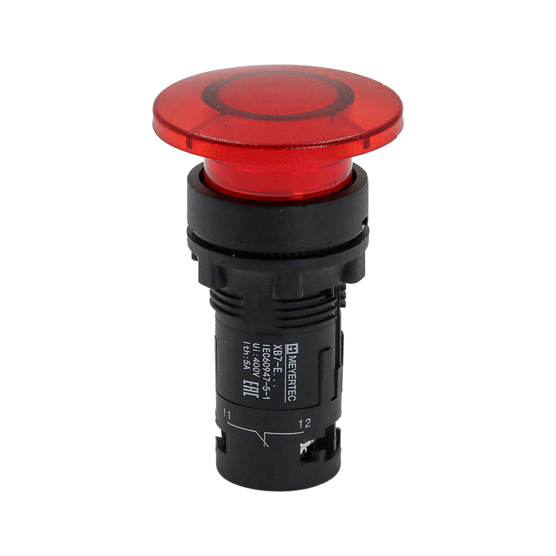 Кнопка грибовидная с подсветкой 40мм 1NC 220В AC IP54 пластик MTB7-EW44626 красн. ОВЕН 132700