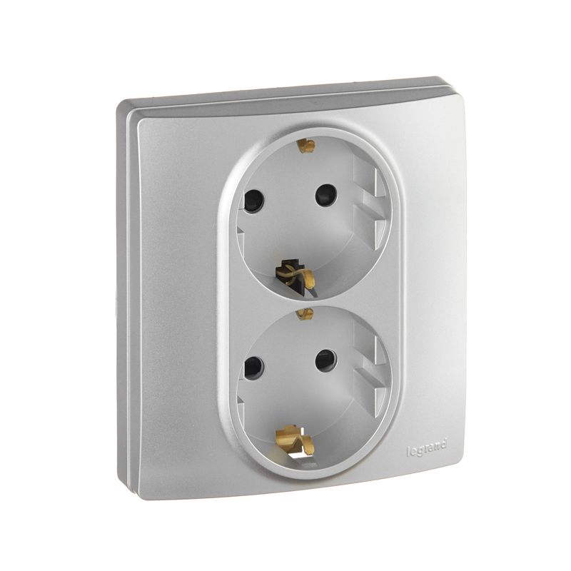 Розетка 2-м СП Inspiria 16А 250В с заземл. защ. шторки безвинтов. зажимы алюм. IEK 673757