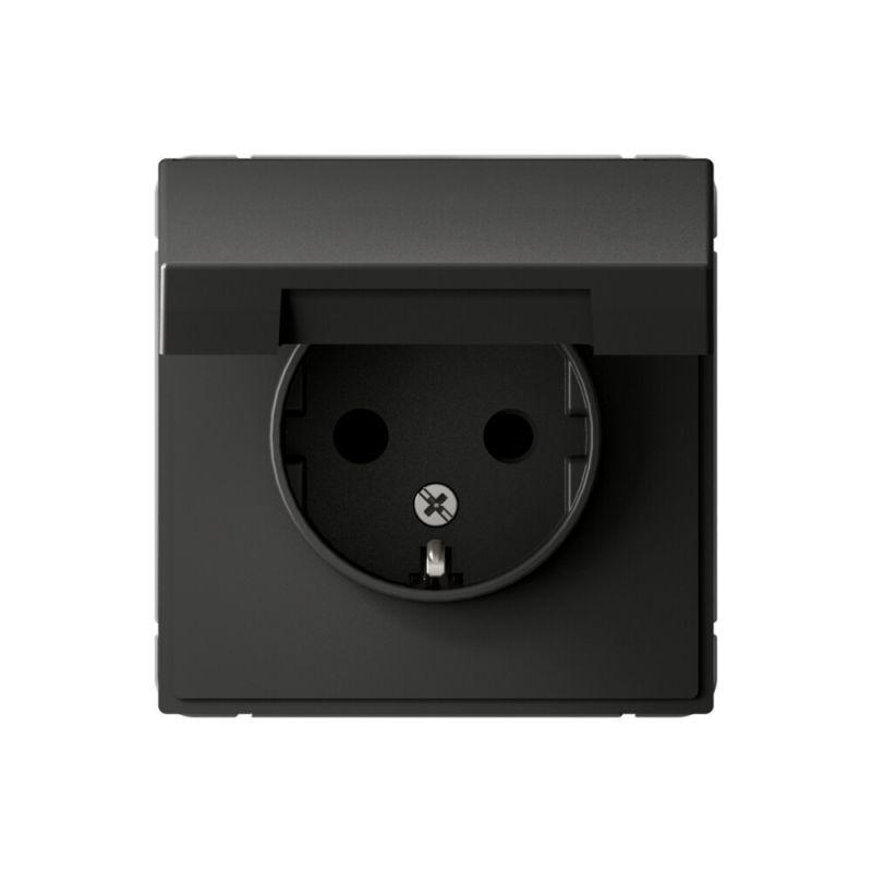 Розетка ArtGallery 16А IP20 с заземл. защ. шторки с крышкой механизм базальт SE GAL001446