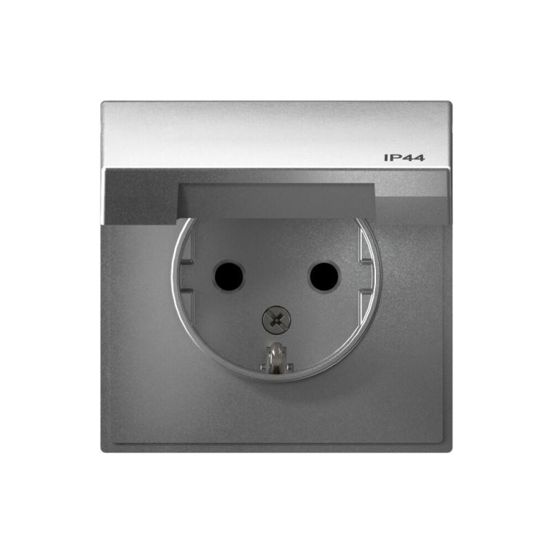 Розетка ArtGallery 16А IP44 с заземл. защ. шторки с крышкой механизм алюм. SE GAL440346