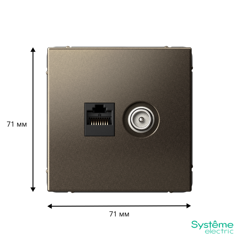 Розетка компьютерная + телевизионная 2-м СП ArtGallery RJ45 кат.5E + TV механизм мокко SE GAL000689