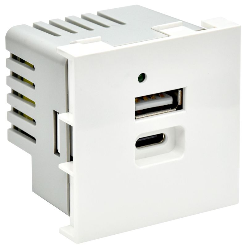 Розетка USB A+C 2 мод. РКЮ-25-40-П 5В 4.2А бел. PRIMER IEK PR-KK40D-RU-0-2-AC-K01