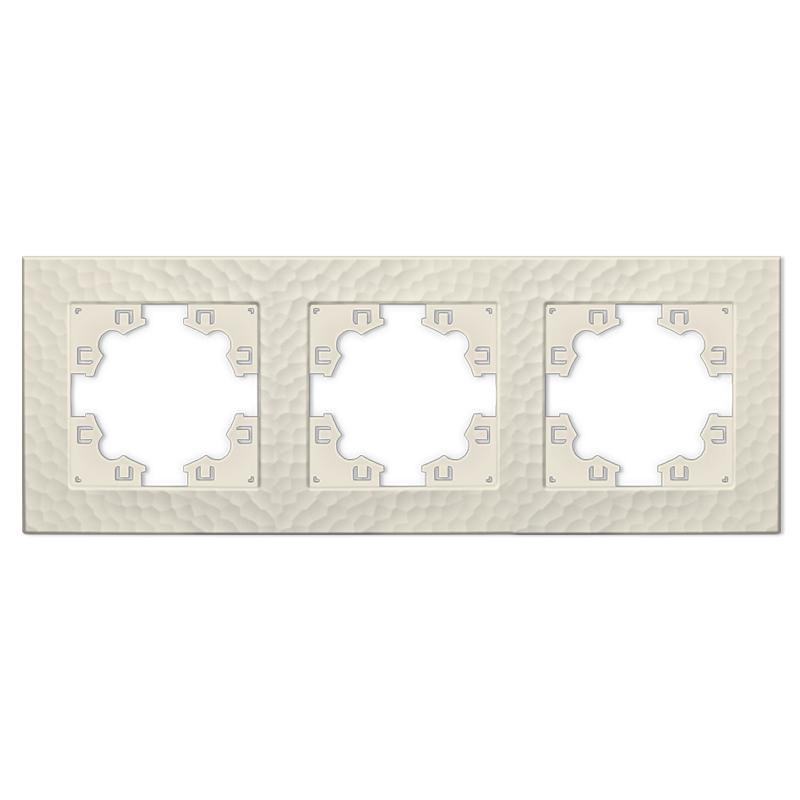 Рамка 3-м Афина фактурная универс. слоновая кость (ivory) Universal A10045-I