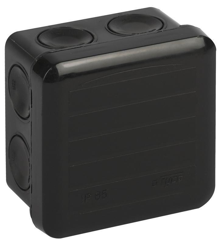 Коробка распределительная ОП 70х70х40мм двухкомпонентн. 8 вводов IP65 черн. Ruvinil 67230Ч