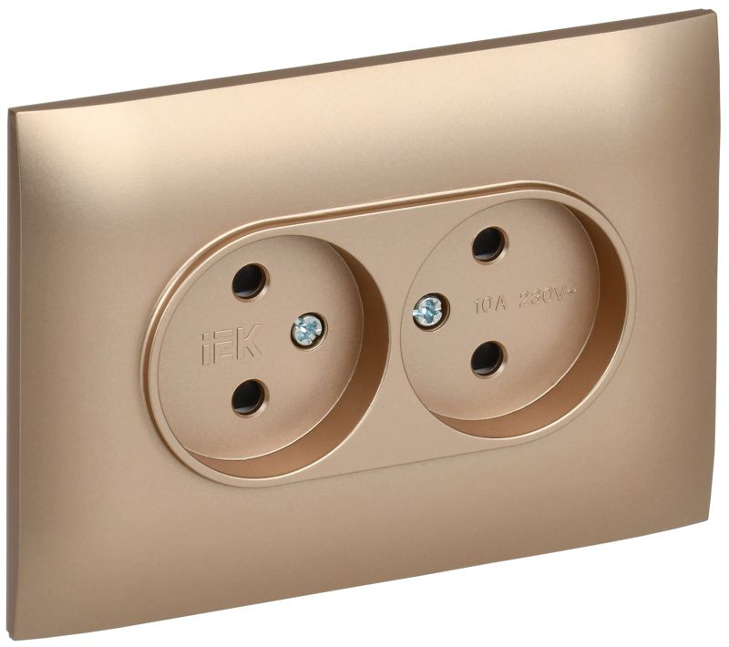 Розетка 2-м SKANDY 10А без заземл. защ. шторки в сборе SK-R09Sa песочн. IEK SK-R23-10-K98-F